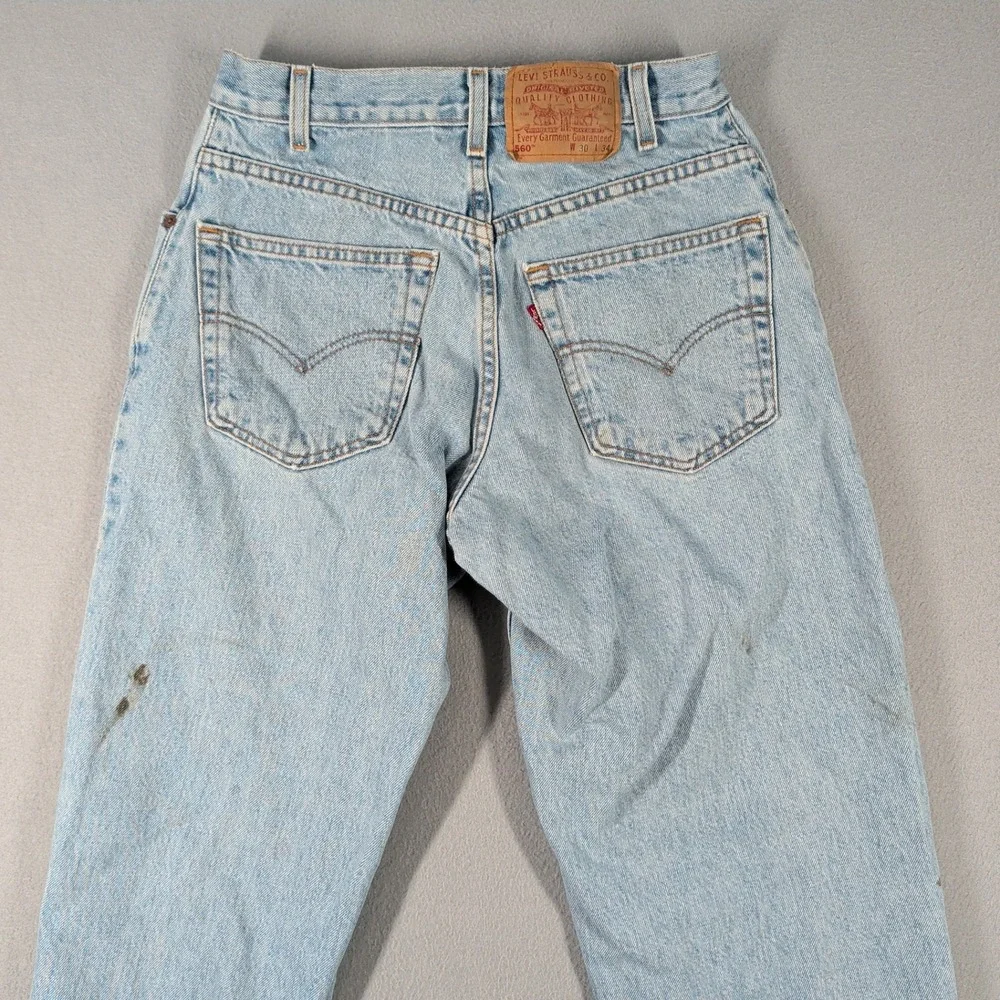 Levi's 560 Jeans Men 30x34 Light Blue Cotton Loose Fit Tapered Leg Denim‎